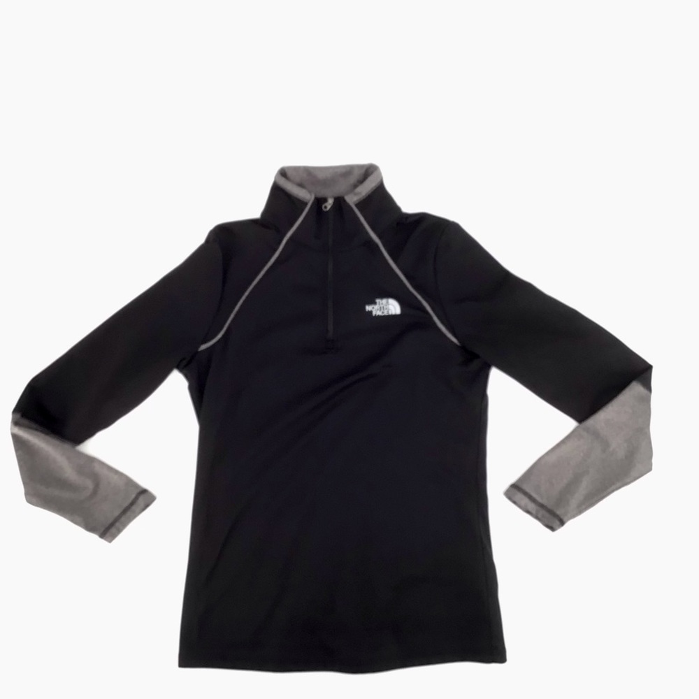 The North Face 1/4 Zip Black Gray Pullover Size Small